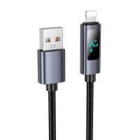 Кабель Hoco X112 USB-A to Lightning з дисплеєм 12W 2.4A 1м black
