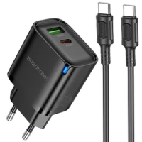 Зарядний пристрій Borofone BA83A 20W 3A USB-A+USB-C з кабелем C-C black