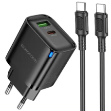 Зарядний пристрій Borofone BA83A 20W 3A USB-A+USB-C з кабелем C-C black