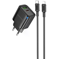 Зарядний пристрій Borofone BA83A 20W 3A USB-A+USB-C з кабелем C-L black