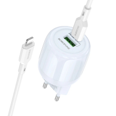 Зарядний пристрій Borofone BA93A 20W 3A USB-A+USB-C з кабелем C-L blue