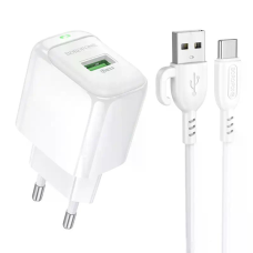 Зарядний пристрій Borofone BAS42A 18W 3A USB-A з кабелем A-C white
