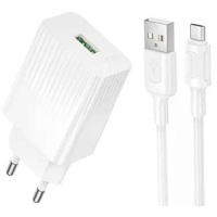 Зарядний пристрій Borofone BAS72A 18W 3A USB-A з кабелем A-M white