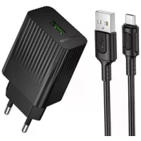 Зарядний пристрій Borofone BAS72A 18W 3A USB-A з кабелем A-M black