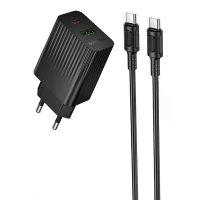 Зарядний пристрій Borofone BAS76A 30W 3A USB-A+USB-C з кабелем C-C black