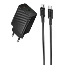Зарядний пристрій Borofone BAS76A 30W 3A USB-A+USB-C з кабелем C-C black