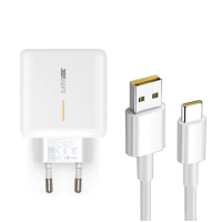 Зарядний пристрій Oppo 65W 3A USB-A з кабелем A-C (OEM) (тех пак) white