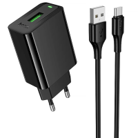 Зарядний пристрій Hoco CS92A 18W 3A USB-A з кабелем A-C black