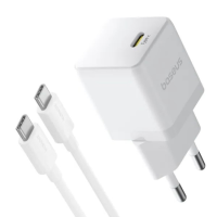 Зарядний пристрій Baseus Palm Fast Charger 20W 3A USB-C з кабелем C-C 60W (CCGP120202) white