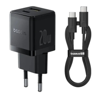 Зарядний пристрій Baseus Palm Fast Charger 20W 3A USB-A+USB-C з кабелем C-C 60W (P10111608113-01) black