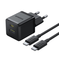 Зарядний пристрій Baseus Palm Fast Charger 30W 3A USB-A+USB-C з кабелем C-C 60W (P1011160A113-01) black
