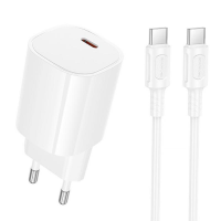 Зарядний пристрій Borofone BA103A 20W 3A USB-C з кабелем C-C white