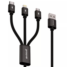 Кабель Proove Triple Connection 3в1 USB-A to Type-C+USB-A to Micro USB+USB-A to Lightning 15W 3A 1.3м black