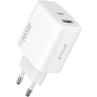 Зарядний пристрій Proove Silicone Power 2 45W 3A USB-A+USB-C white