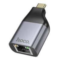 Перехідник Hoco UA35 Type-C to RJ45 metal gray