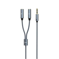 Перехідник Yookie YA17 Jack 3.5мм to Jack 3.5мм plug+Jack 3.5мм male to 2 female black