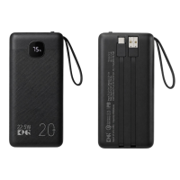 Power Bank King Power KPG-206x 22.5W з кабелем 2в1 (20000 mAh) black